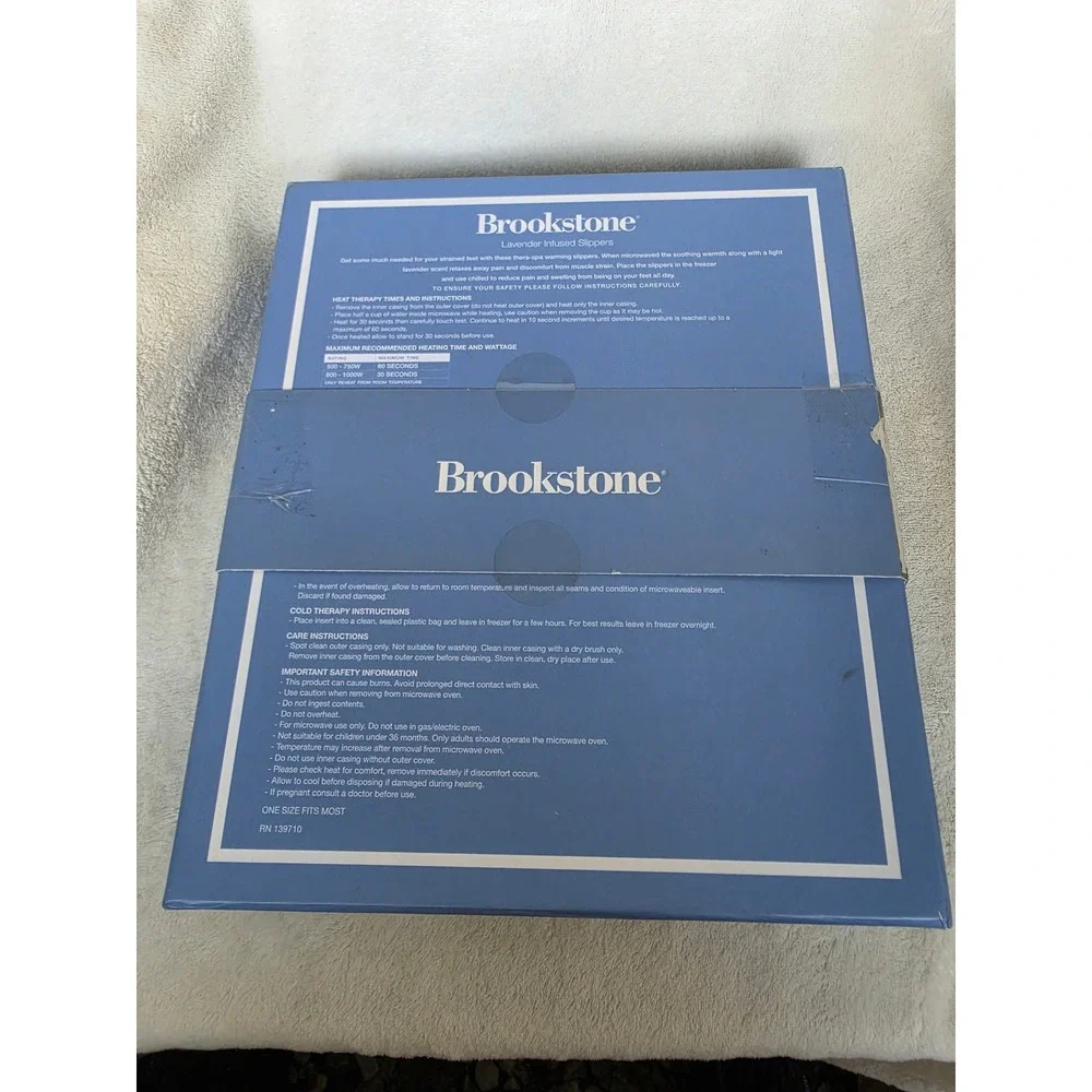Brookstone Thera-Spa Warming Slippers Lavender Infused Hot Cold Therapy Blue